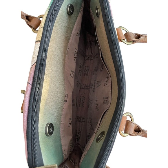 Anna by Anuschka Stained Glass Butterfly Hand-Painted Leather Large Satchel - Picture 7 of 13